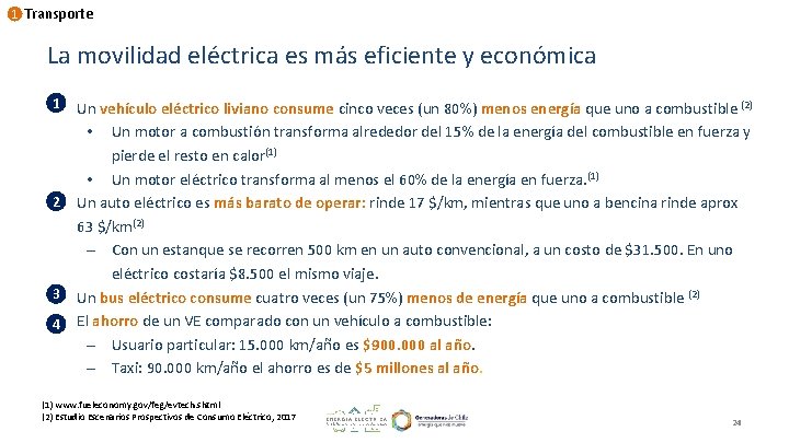 1 Transporte La movilidad eléctrica es más eficiente y económica • 1 Un vehículo