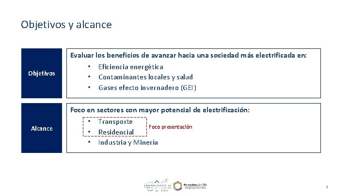 Objetivos y alcance Objetivos Alcance Evaluar los beneficios de avanzar hacia una sociedad más