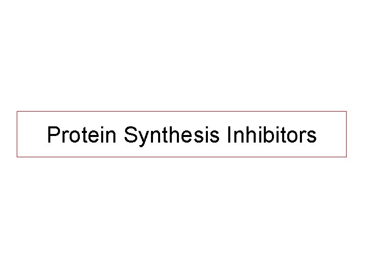 Protein Synthesis Inhibitors 