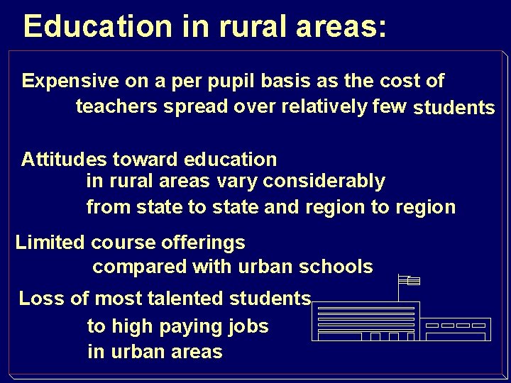 Education in rural areas: Expensive on a per pupil basis as the cost of