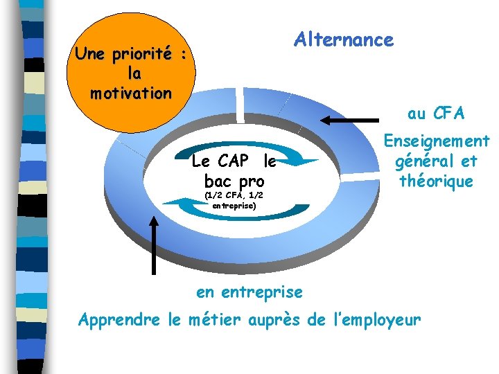 Alternance Une priorité : la motivation au CFA Le CAP le bac pro (1/2