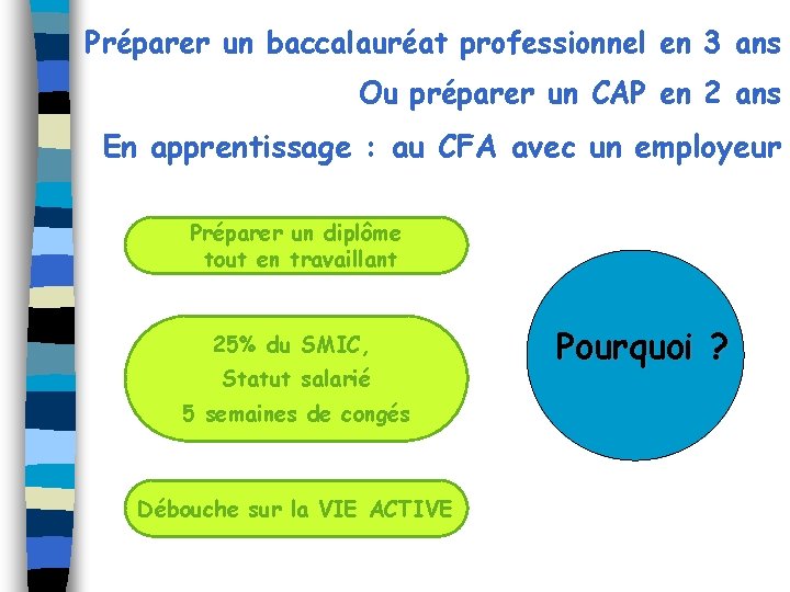 Préparer un baccalauréat professionnel en 3 ans Ou préparer un CAP en 2 ans