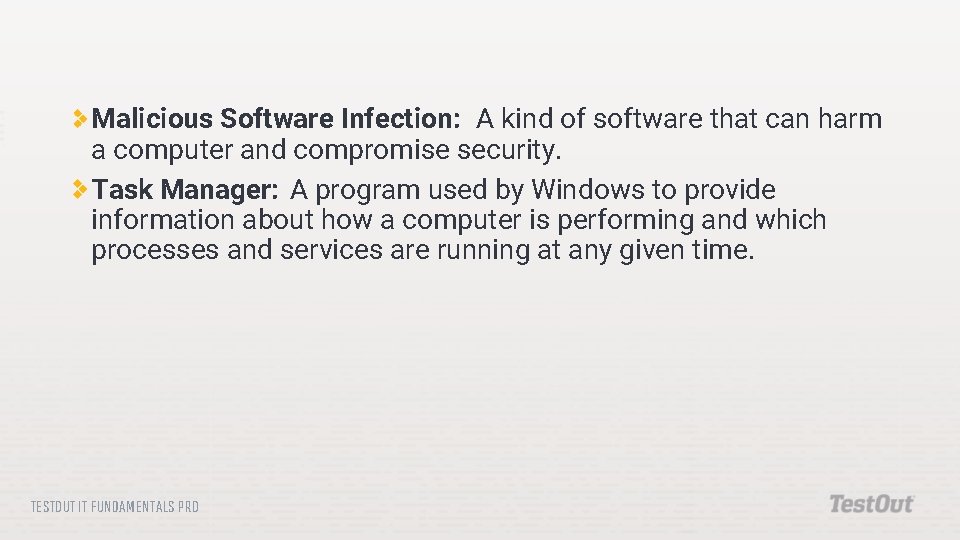 Malicious Software Infection: A kind of software that can harm a computer and compromise