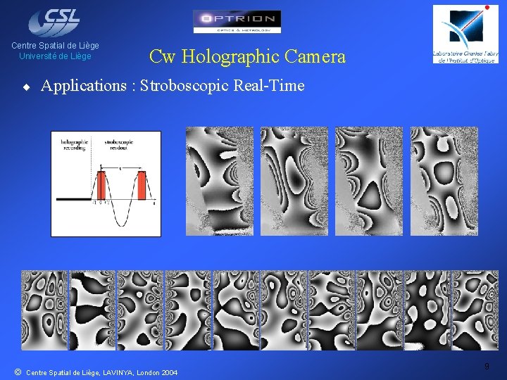 Centre Spatial de Liège Université de Liège ¨ © Cw Holographic Camera Applications :