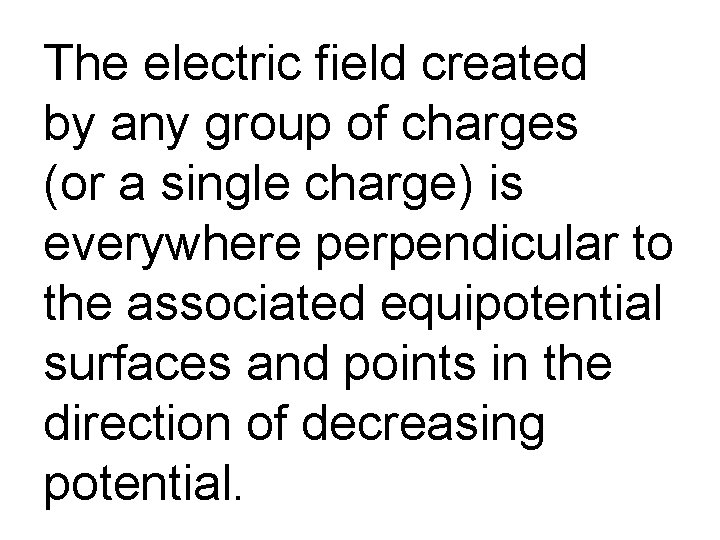 The electric field created by any group of charges (or a single charge) is