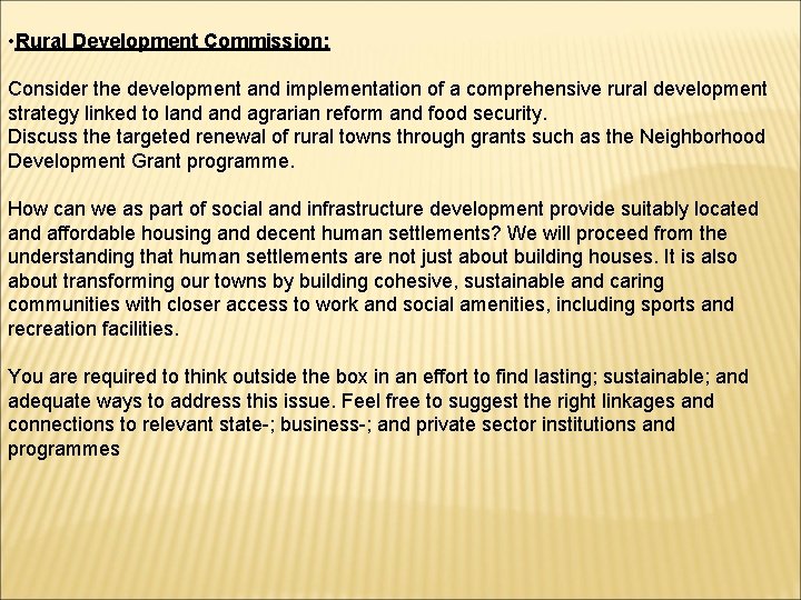 Executive brief Regional Poverty Indaba Eden The Department