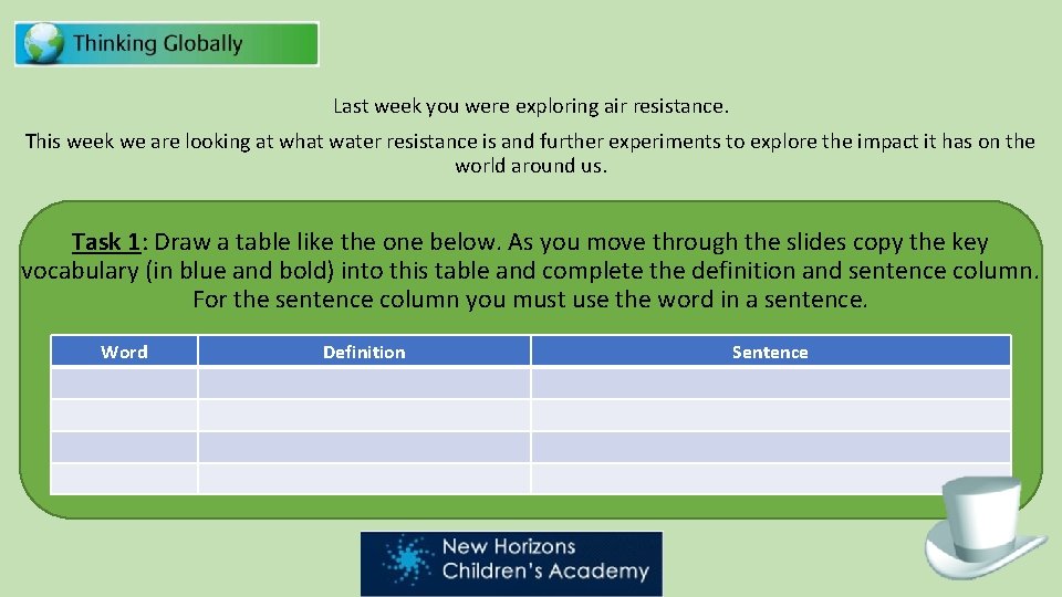 Last week you were exploring air resistance. This week we are looking at what Last week you were exploring air resistance. This week we are looking at what
