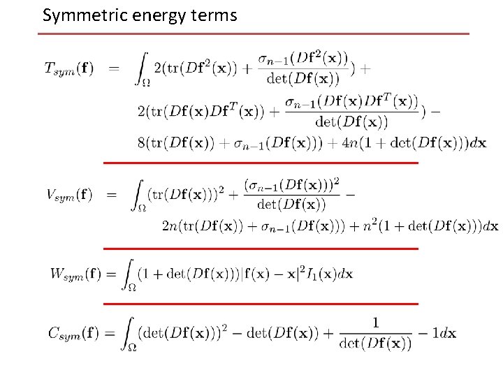 Symmetric energy terms 