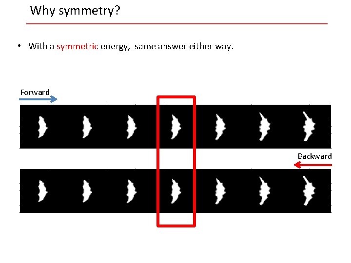 Why symmetry? • With a symmetric energy, same answer either way. Forward Backward 