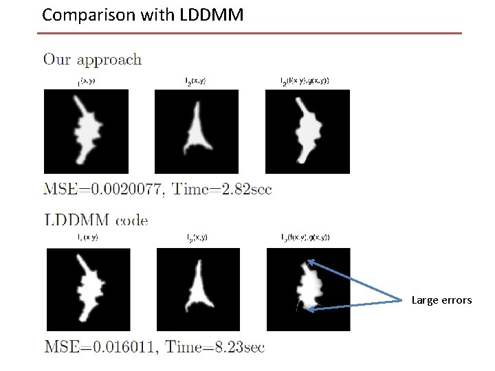 Comparison with LDDMM Large errors 