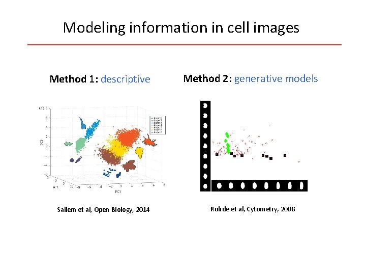 Modeling information in cell images Method 1: descriptive Sailem et al, Open Biology, 2014