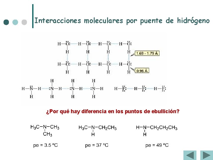 Interacciones moleculares por puente de hidrógeno ¿Por qué hay diferencia en los puntos de Interacciones moleculares por puente de hidrógeno ¿Por qué hay diferencia en los puntos de