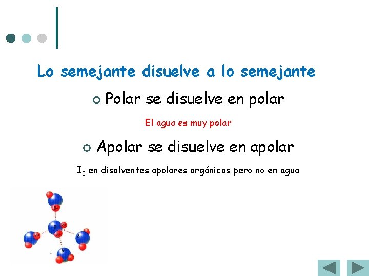 Lo semejante disuelve a lo semejante ¢ Polar se disuelve en polar El agua Lo semejante disuelve a lo semejante ¢ Polar se disuelve en polar El agua