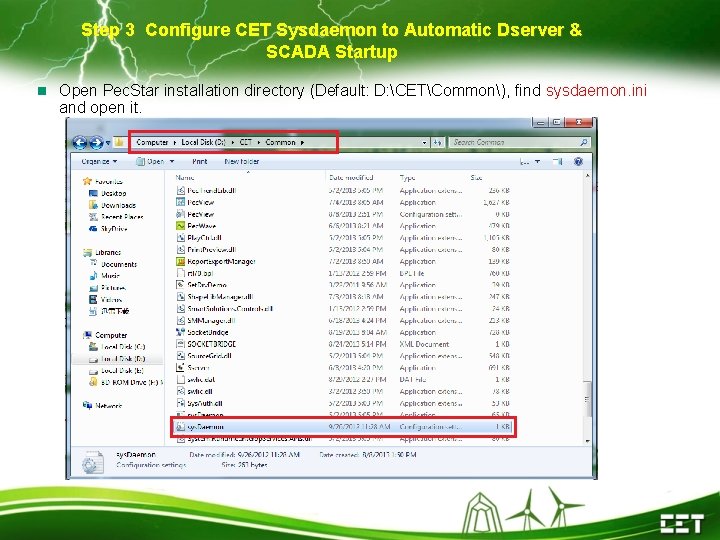 Step 3 Configure CET Sysdaemon to Automatic Dserver & SCADA Startup Open Pec. Star
