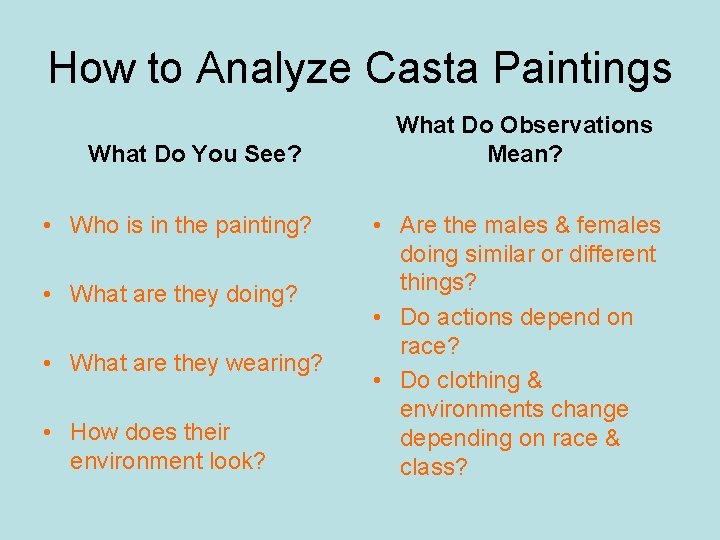 How to Analyze Casta Paintings What Do You See? • Who is in the