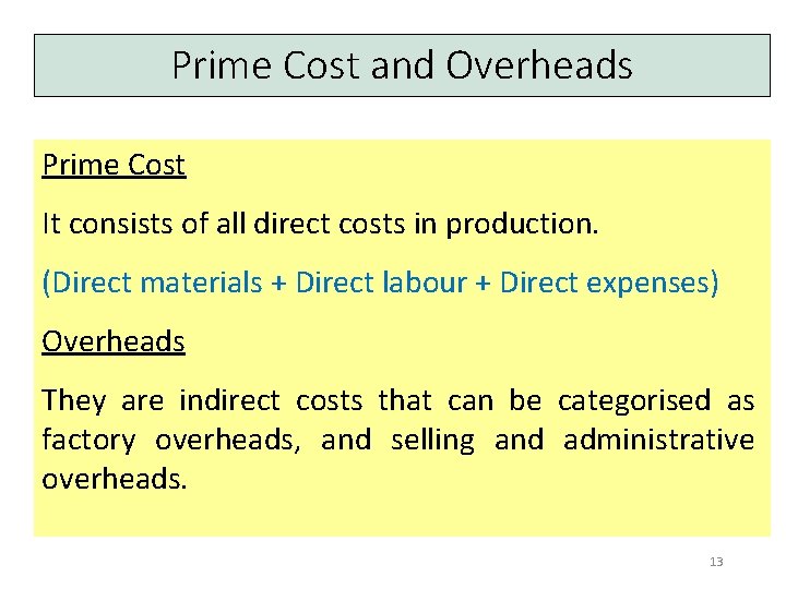 Cost Accounting Cost Classification Concepts And Terminology Lesson
