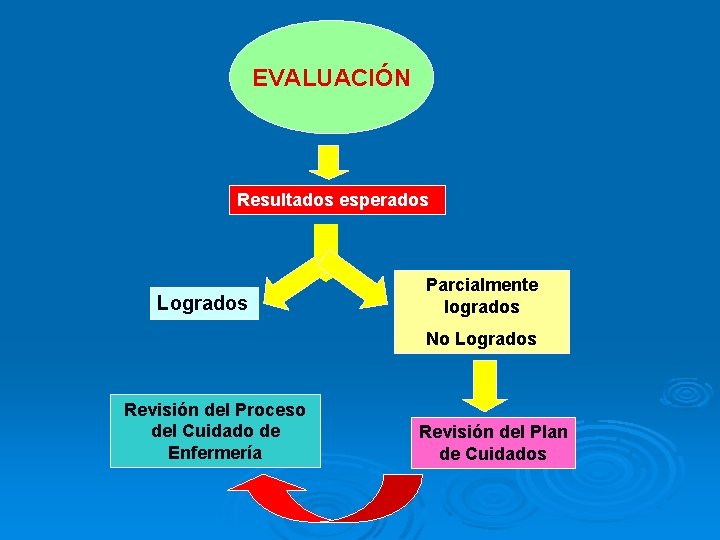 EVALUACIÓN Resultados esperados Logrados Parcialmente logrados No Logrados Revisión del Proceso del Cuidado de EVALUACIÓN Resultados esperados Logrados Parcialmente logrados No Logrados Revisión del Proceso del Cuidado de