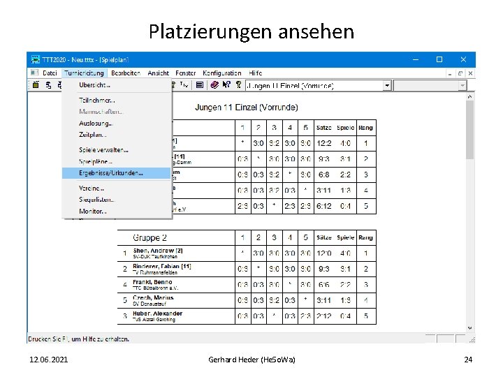 Platzierungen ansehen 12. 06. 2021 Gerhard Heder (He. So. Wa) 24 