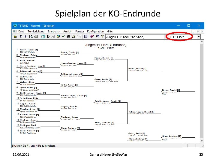 Spielplan der KO-Endrunde 12. 06. 2021 Gerhard Heder (He. So. Wa) 33 