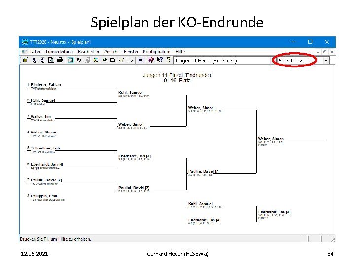 Spielplan der KO-Endrunde 12. 06. 2021 Gerhard Heder (He. So. Wa) 34 