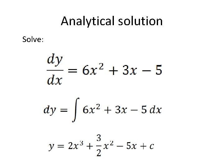 Analytical solution Solve: 