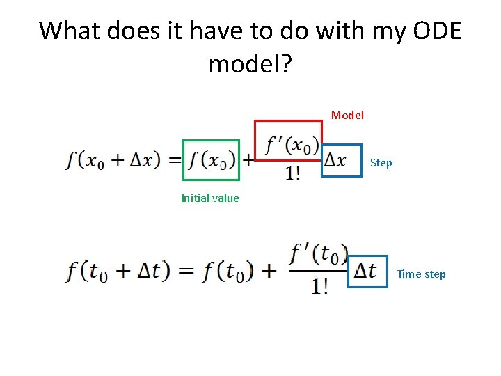 What does it have to do with my ODE model? Model Step Initial value