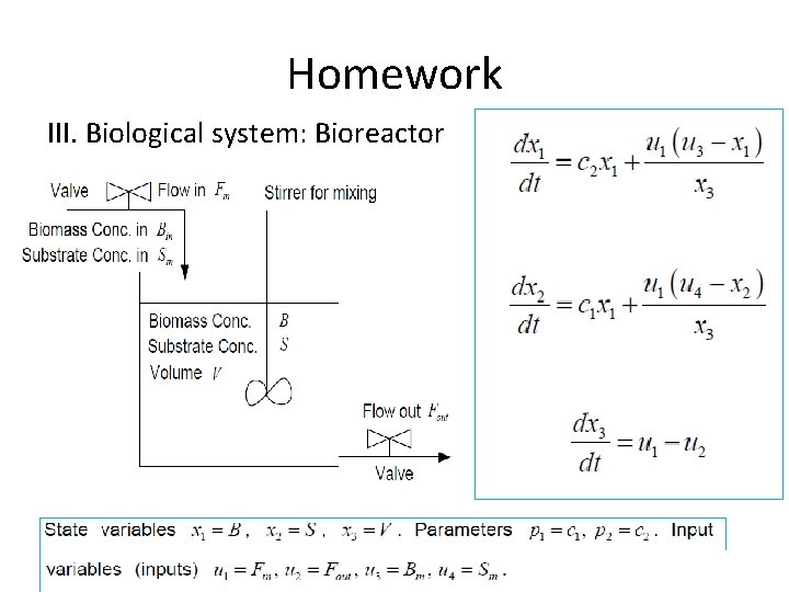 Homework III. Biological system: Bioreactor 
