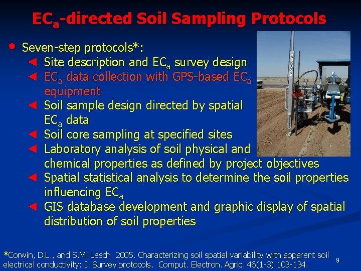 ECa-directed Soil Sampling Protocols • Seven-step protocols*: ◄ Site description and ECa survey design