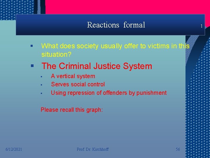 Reactions formal § 1 What does society usually offer to victims in this situation?