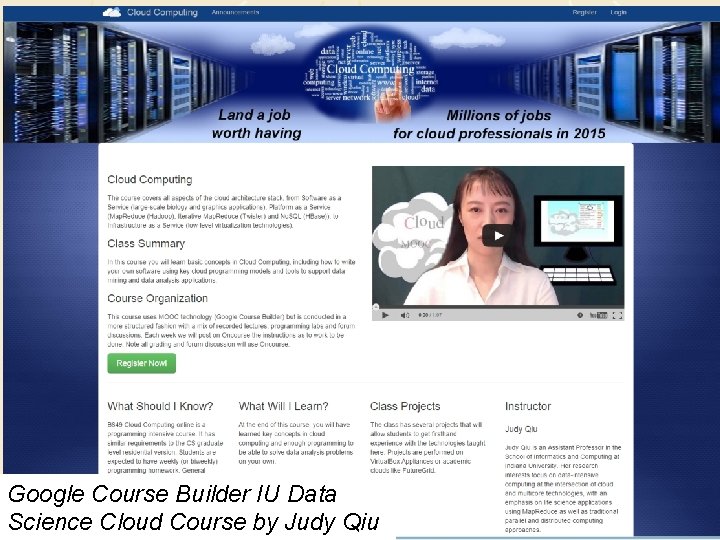 Google Course Builder IU Data Science Cloud Course by Judy Qiu 