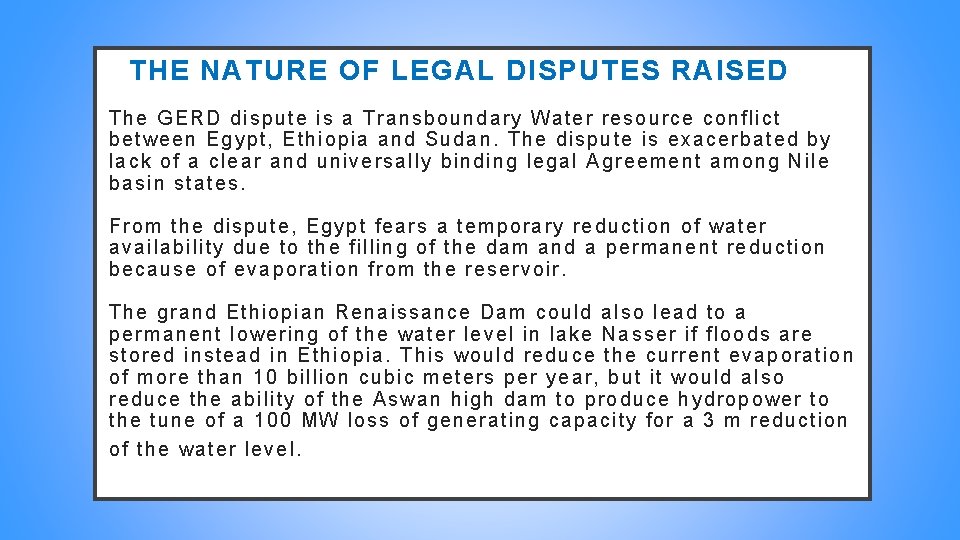 THE NATURE OF LEGAL DISPUTES RAISED The G ERD dispute i s a T THE NATURE OF LEGAL DISPUTES RAISED The G ERD dispute i s a T