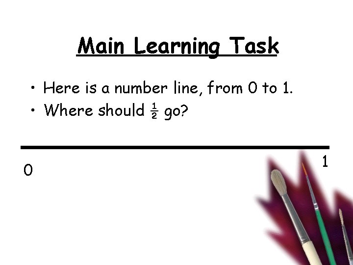 Main Learning Task • Here is a number line, from 0 to 1. •