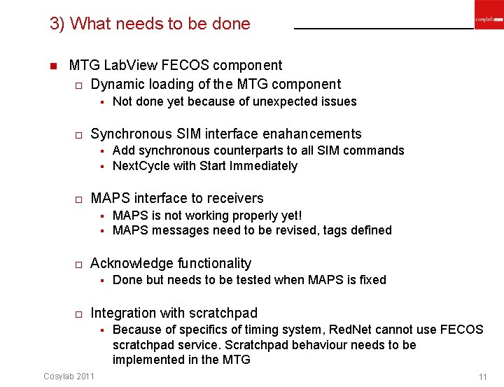 3) What needs to be done n MTG Lab. View FECOS component o Dynamic 3) What needs to be done n MTG Lab. View FECOS component o Dynamic