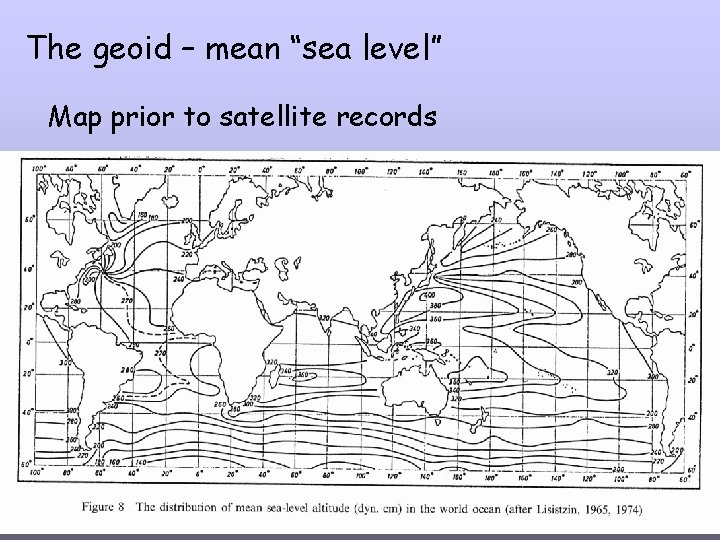 The geoid – mean “sea level” Map prior to satellite records 