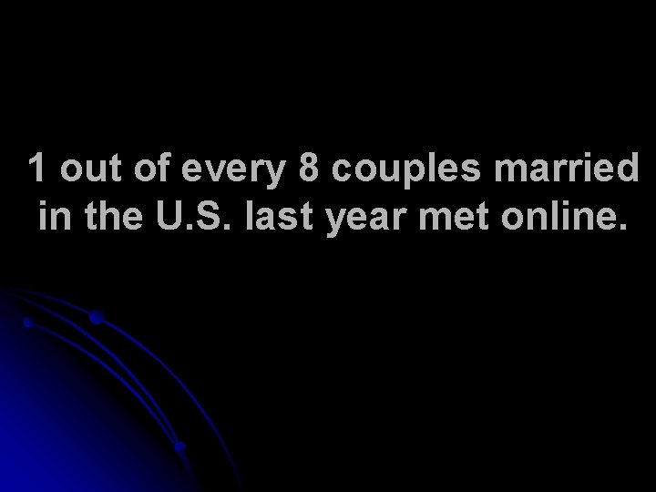 1 out of every 8 couples married in the U. S. last year met