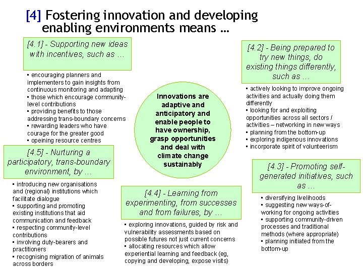 [4] Fostering innovation and developing enabling environments means … [4. 1] - Supporting new