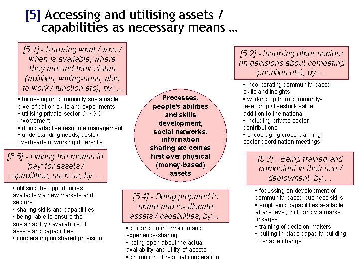 [5] Accessing and utilising assets / capabilities as necessary means … [5. 1] -