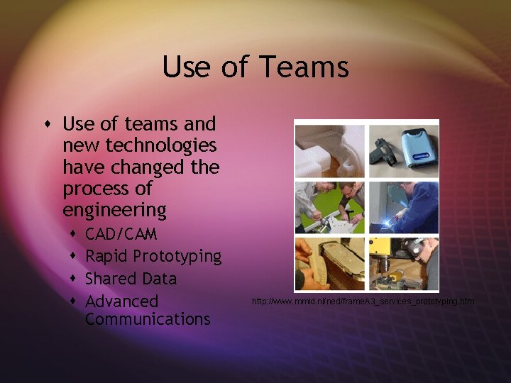 Use of Teams s Use of teams and new technologies have changed the process