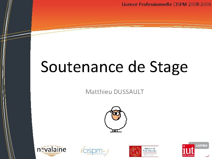 Licence Professionnelle CISPM 2008 -2009 Soutenance de Stage Matthieu DUSSAULT 1 Licence Professionnelle CISPM 2008 -2009 Soutenance de Stage Matthieu DUSSAULT 1