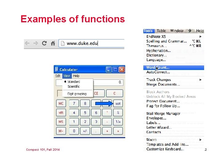 Examples of functions Compsci 101, Fall 2014 3. 2 
