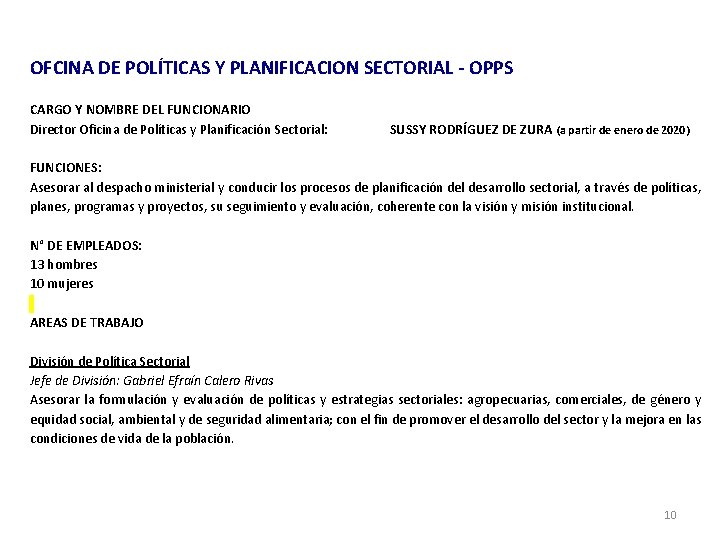 OFCINA DE POLÍTICAS Y PLANIFICACION SECTORIAL - OPPS CARGO Y NOMBRE DEL FUNCIONARIO Director