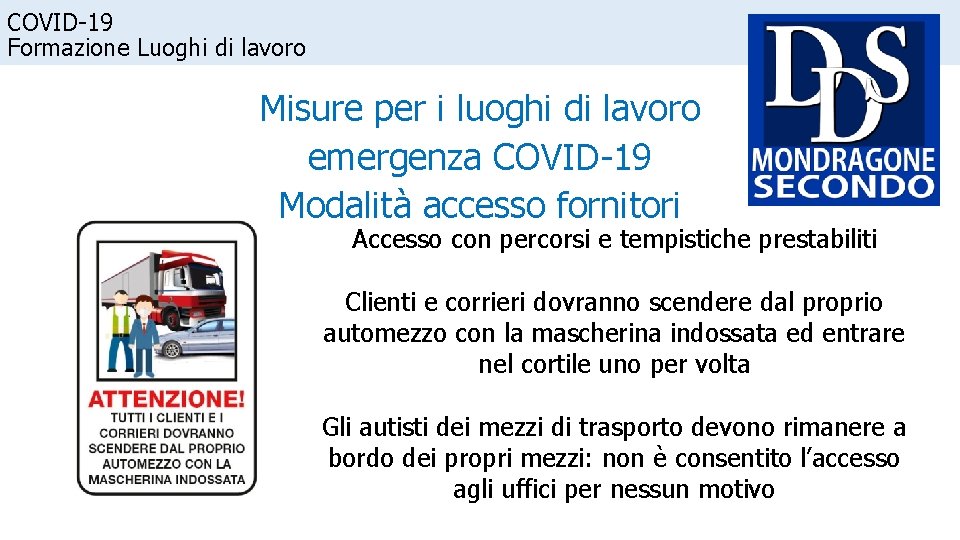 COVID-19 Formazione Luoghi di lavoro Misure per i luoghi di lavoro emergenza COVID-19 Modalità