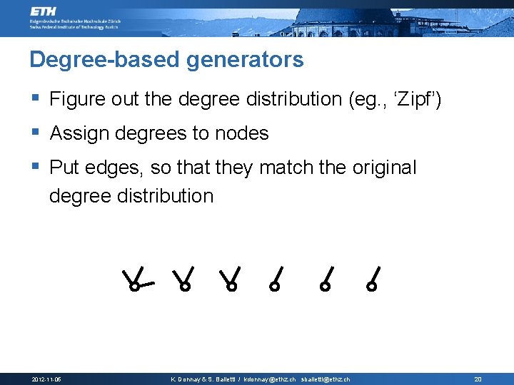 Degree-based generators § Figure out the degree distribution (eg. , ‘Zipf’) § Assign degrees