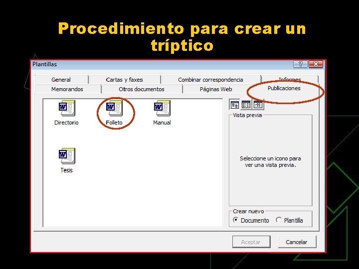 Procedimiento para crear un tríptico 