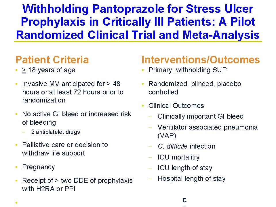 Withholding Pantoprazole for Stress Ulcer Prophylaxis in Critically Ill Patients: A Pilot Randomized Clinical Withholding Pantoprazole for Stress Ulcer Prophylaxis in Critically Ill Patients: A Pilot Randomized Clinical