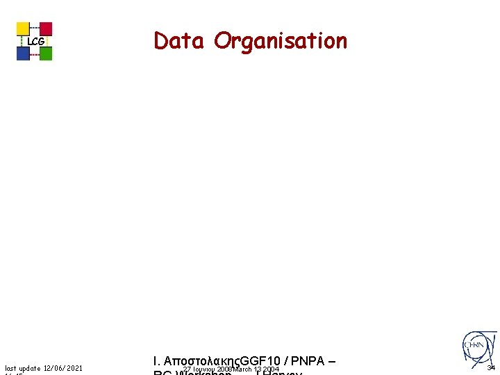 LCG last update 12/06/2021 Data Organisation Ι. ΑποστολακηςGGF 10 / PNPA – 27 Ιουνιου