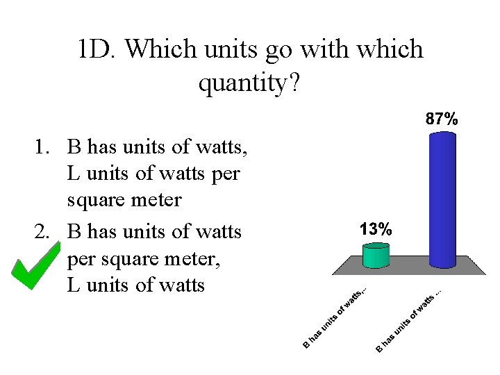 1 D. Which units go with which quantity? 1. B has units of watts,