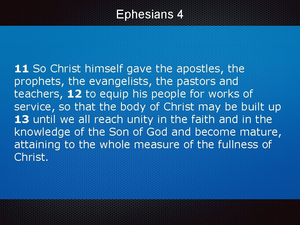 Ephesians 4 11 So Christ himself gave the apostles, the prophets, the evangelists, the