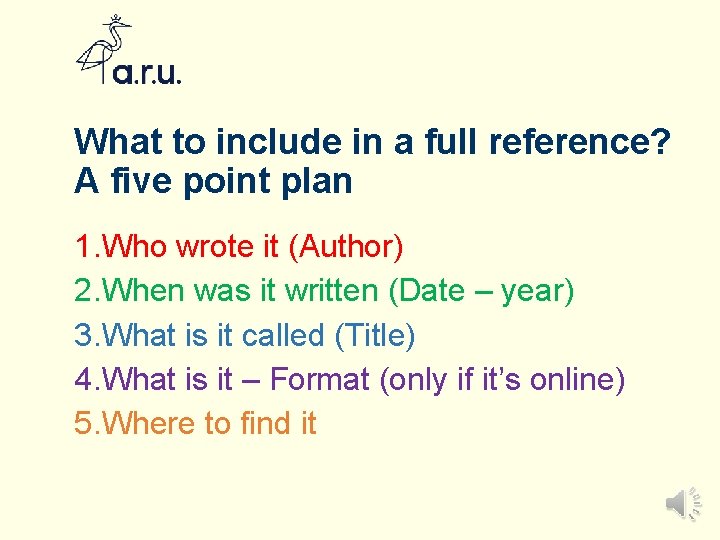 What to include in a full reference? A five point plan 1. Who wrote