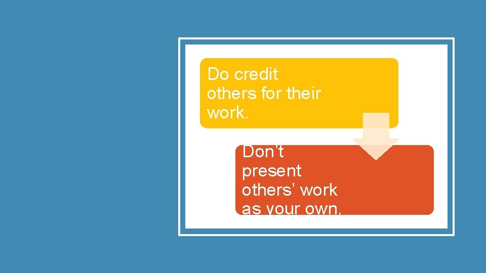 Do credit others for their work. Don’t present others’ work as your own. 